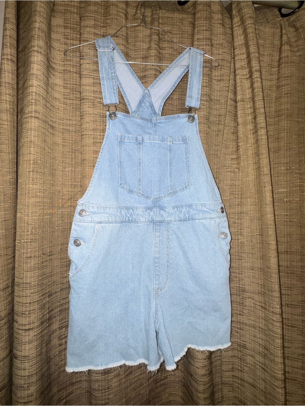 No Boundaries Light Blue Denim Short Overalls